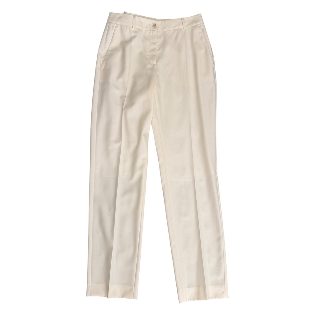 Agnona Ivory Wool Trousers Dress Work Pants Italy IT 38 US XS $998 NW